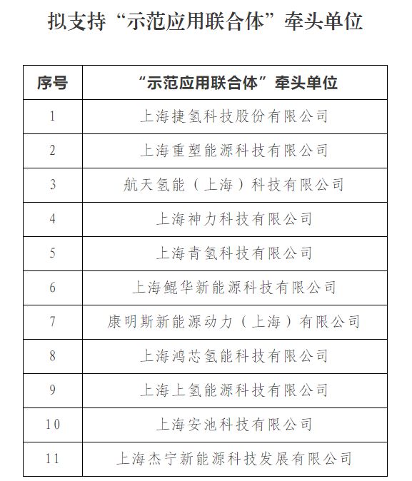 上海年度燃料電池汽車示范應(yīng)用擬支持單位公布(圖2)